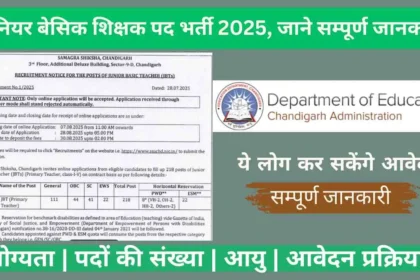 Chandigarh JBT Primary Teacher Vacancy 2025