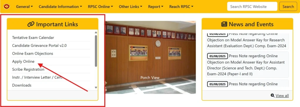 RPSC 1st Grade Teacher online form