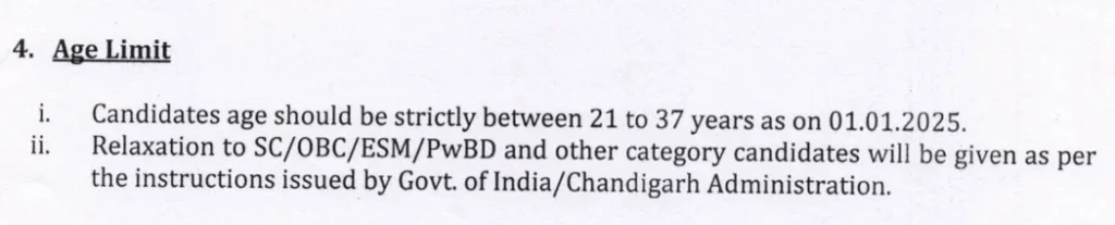 Chandigarh jbt teacher age limit 2025